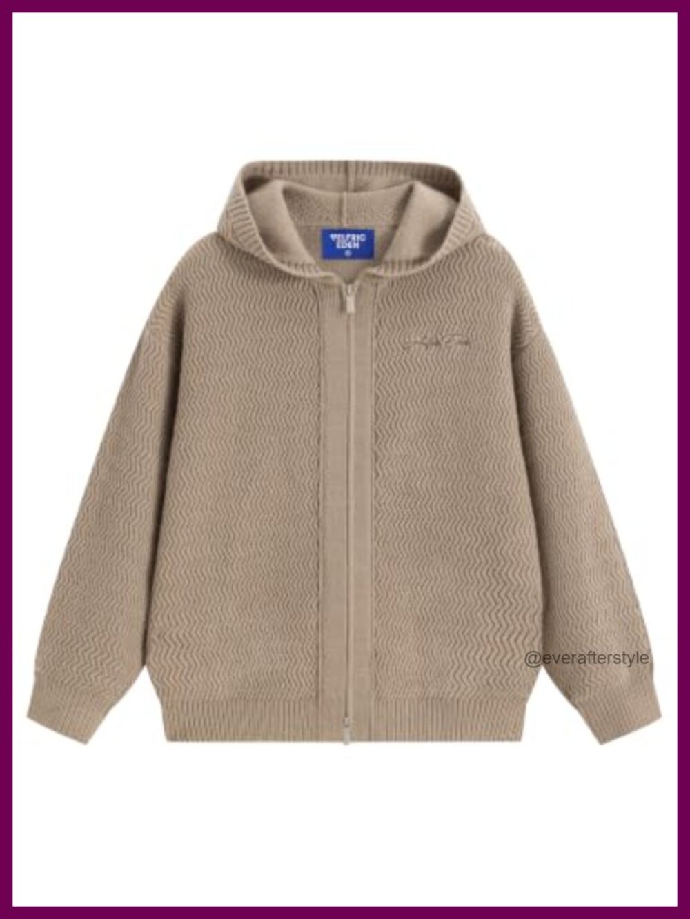 Aelfric Eden Hooded Zip Up Cardigan Chunky Knit Drop Shoulder Sweater